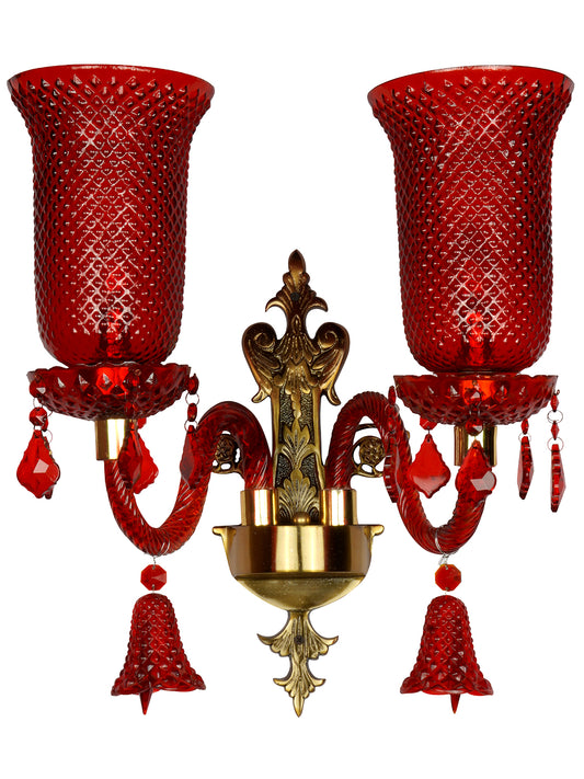 Red Glass 2-Light Wall Sconce – 48.3 cm
