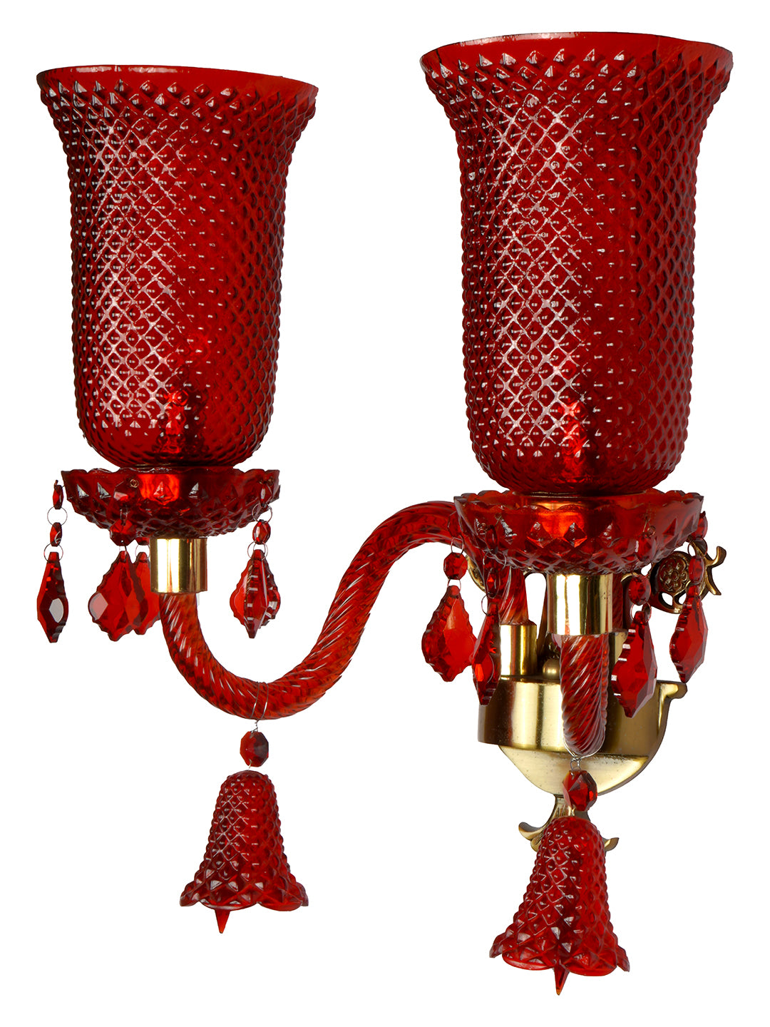 Red Glass 2-Light Wall Sconce – 48.3 cm