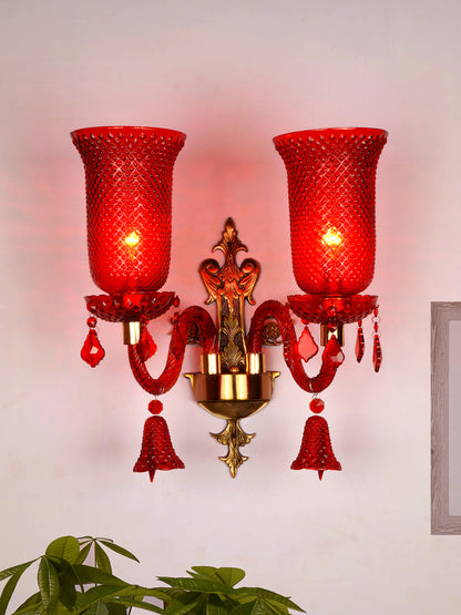 Red Glass 2-Light Wall Sconce – 48.3 cm