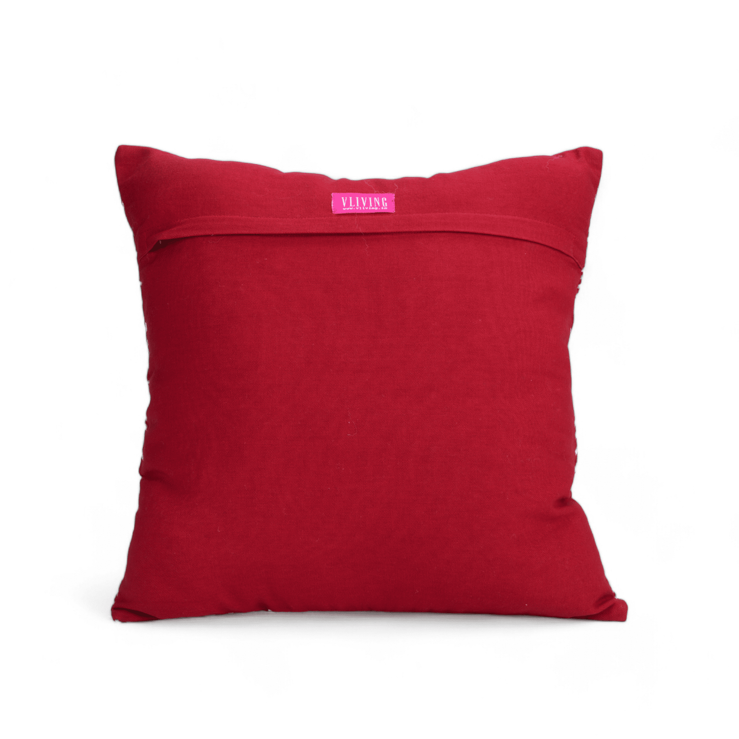 Red & White Christmas Pillow Cover with Modern Retro Embroidery
