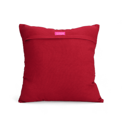 Red & White Christmas Pillow Cover with Modern Retro Embroidery