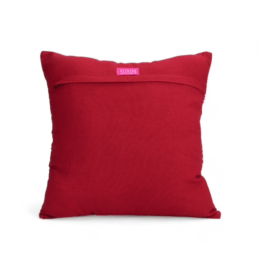 Red & White Christmas Pillow Cover with Modern Retro Embroidery