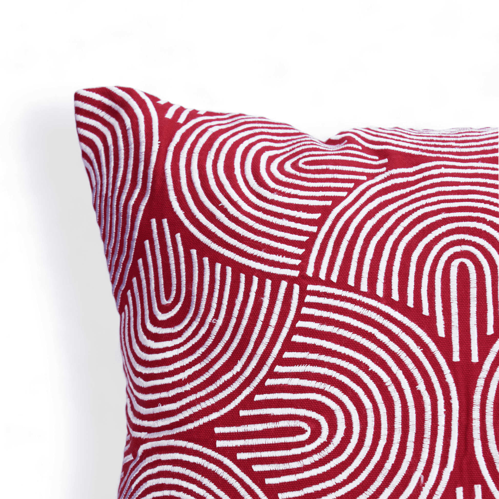 Red & White Christmas Pillow Cover with Modern Retro Embroidery