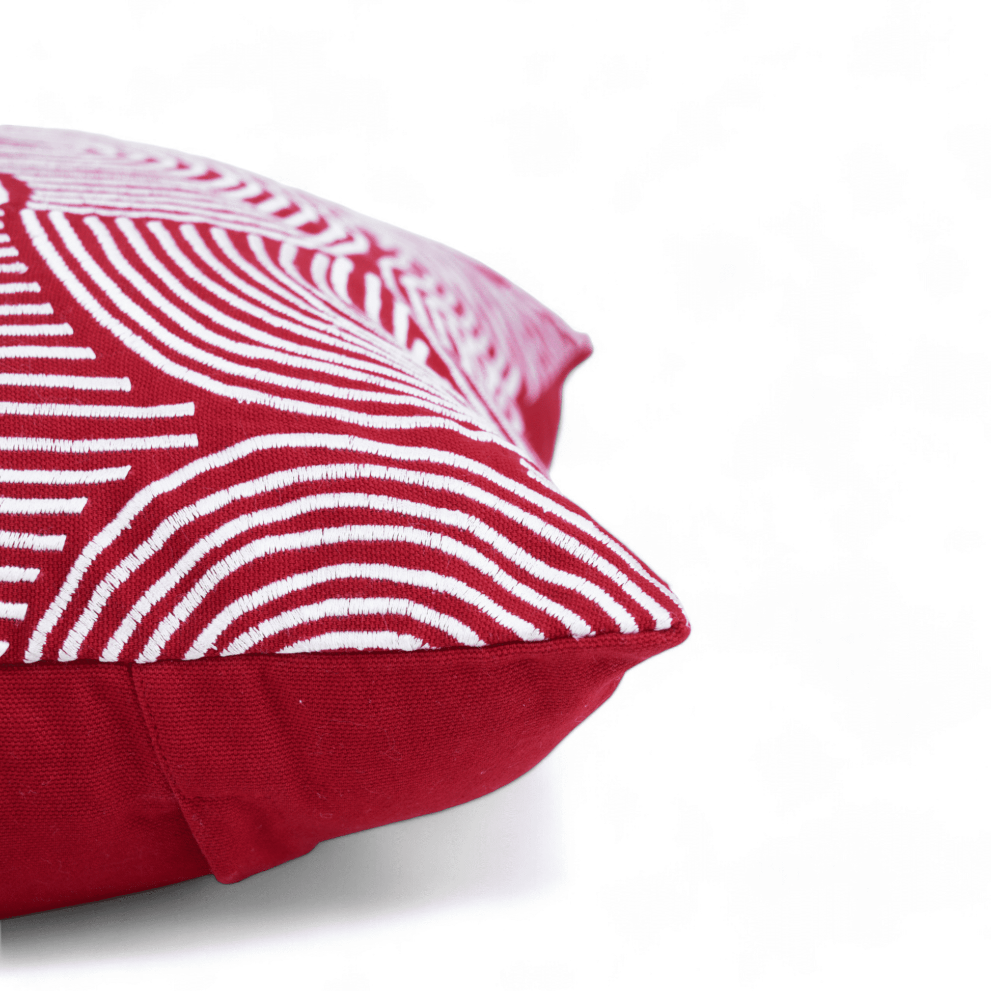 Red & White Christmas Pillow Cover with Modern Retro Embroidery