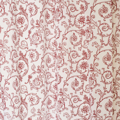 Red Swirl Sheer Curtain Panel | Victorian Print Cotton Voile | 2 Sizes | 4 Hanging Styles