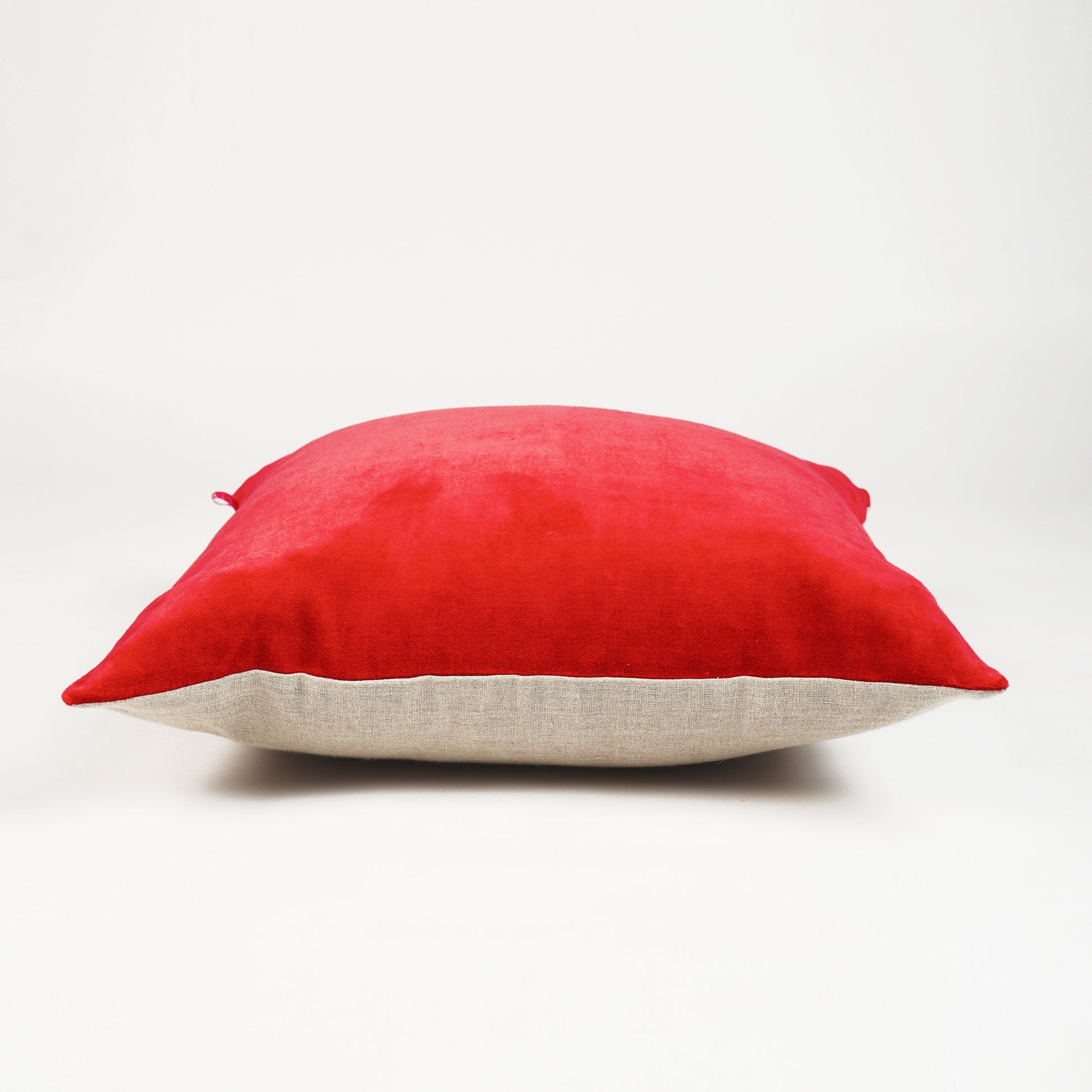 Red Velvet & Linen Reversible Christmas Cushion Cover 40x40cm