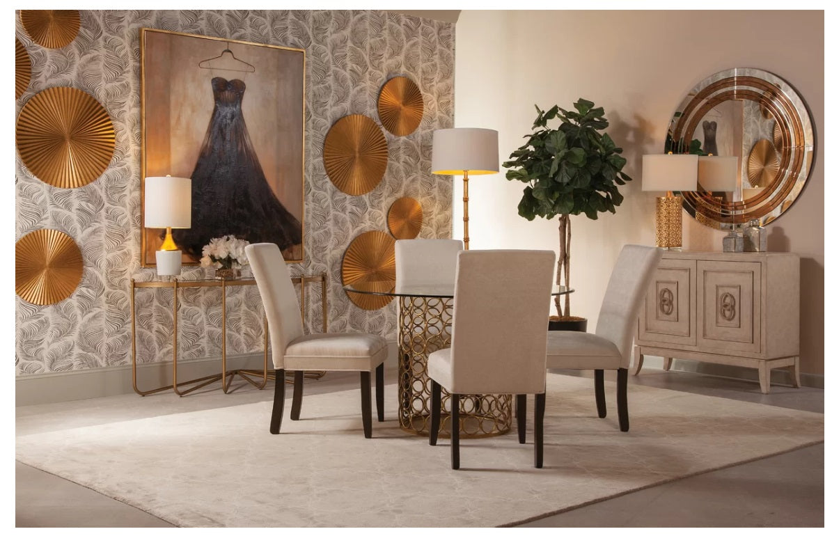 Roder Glam Gold Metal Glass Top Console Table for Modern Living Spaces