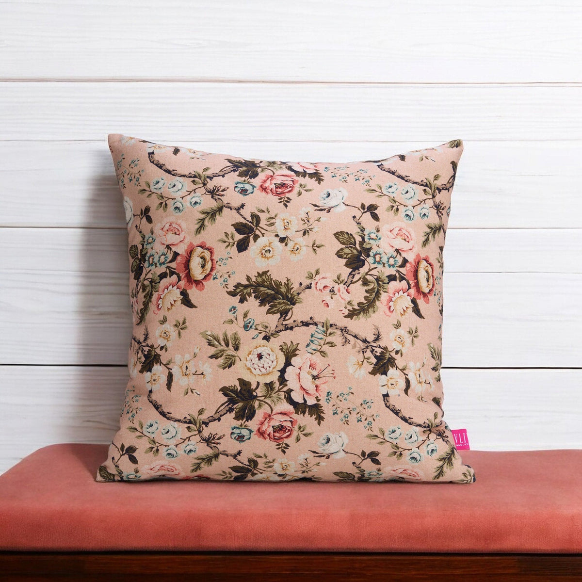 Amour Blush Linen Pillow Cover | Vintage Rose Print | 4 Sizes Available