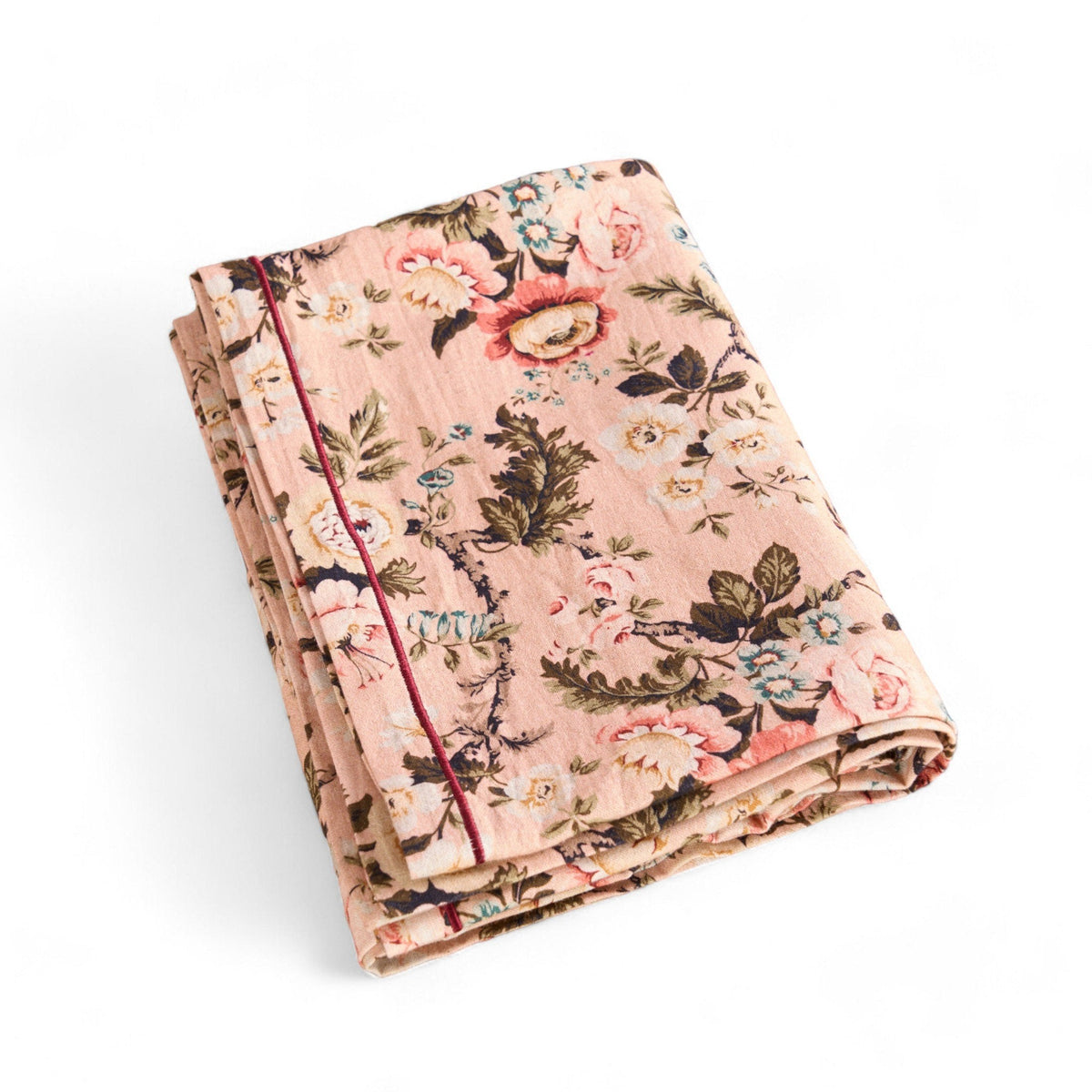 Amour Blush Linen Tablecloth | Vintage Rose Print | 3 Sizes including Round