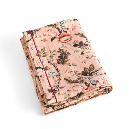 Amour Blush Linen Tablecloth | Vintage Rose Print | 3 Sizes including Round