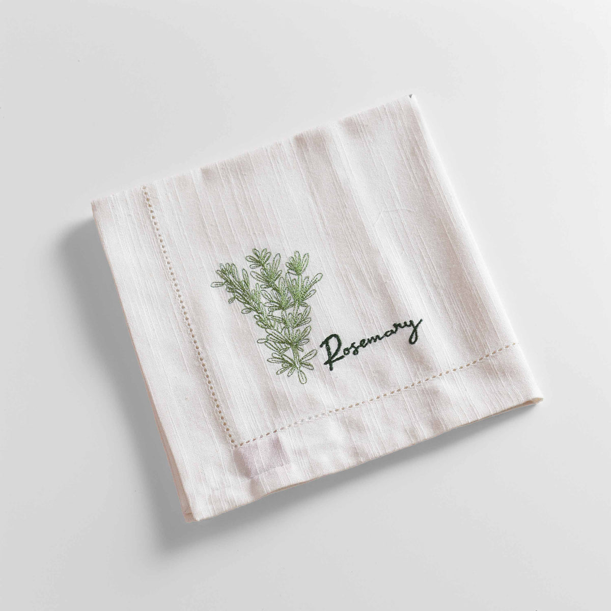 Herb Embroidered Linen-Cotton Napkins | Botanical Collection | 18 × 18 inches | Sets of 2, 4 & 6