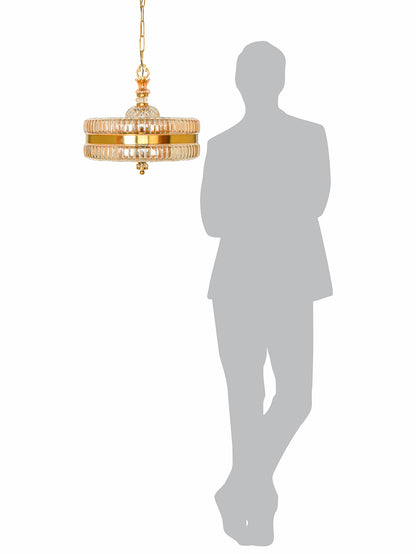 Gold Hand-Cut Glass 4-Light Pendant Light – 40.6 cm