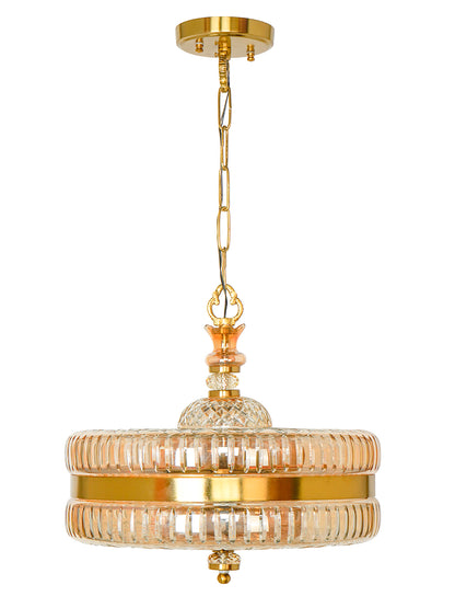 Gold Hand-Cut Glass 4-Light Pendant Light – 40.6 cm