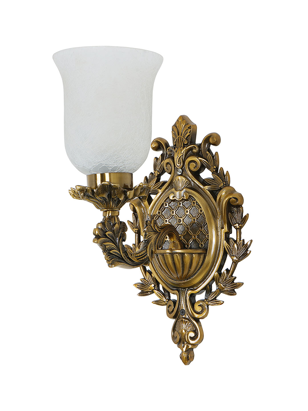 Brass Antique Aluminium Glass 1-Light Wall Sconce – 39.4 cm
