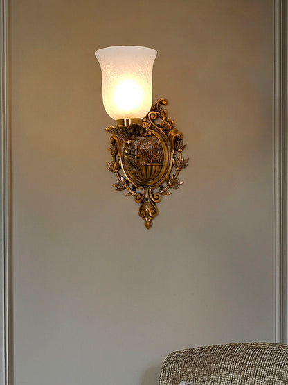Brass Antique Aluminium Glass 1-Light Wall Sconce – 39.4 cm