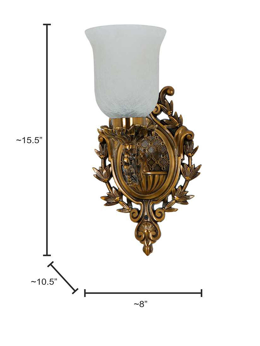 Brass Antique Aluminium Glass 1-Light Wall Sconce – 39.4 cm