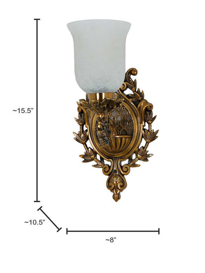 Brass Antique Aluminium Glass 1-Light Wall Sconce – 39.4 cm