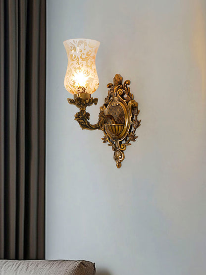 Brass Antique Aluminium Glass 1-Light Wall Sconce – 39.4 cm
