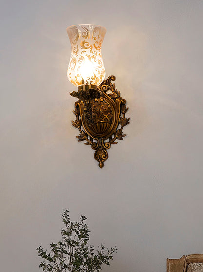 Brass Antique Aluminium Glass 1-Light Wall Sconce – 39.4 cm