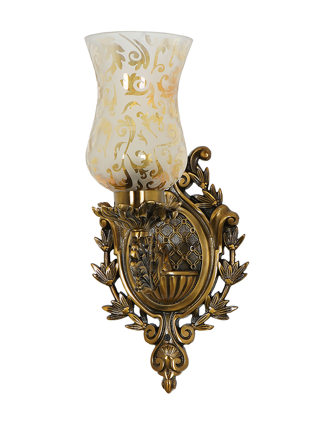 Brass Antique Aluminium Glass 1-Light Wall Sconce – 39.4 cm