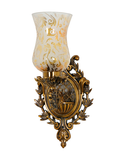 Brass Antique Aluminium Glass 1-Light Wall Sconce – 39.4 cm