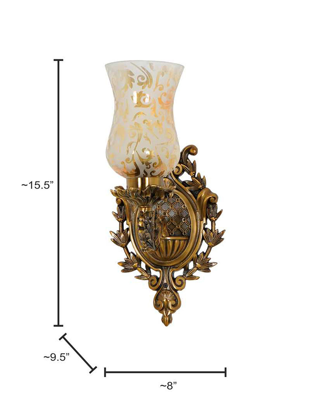 Brass Antique Aluminium Glass 1-Light Wall Sconce – 39.4 cm