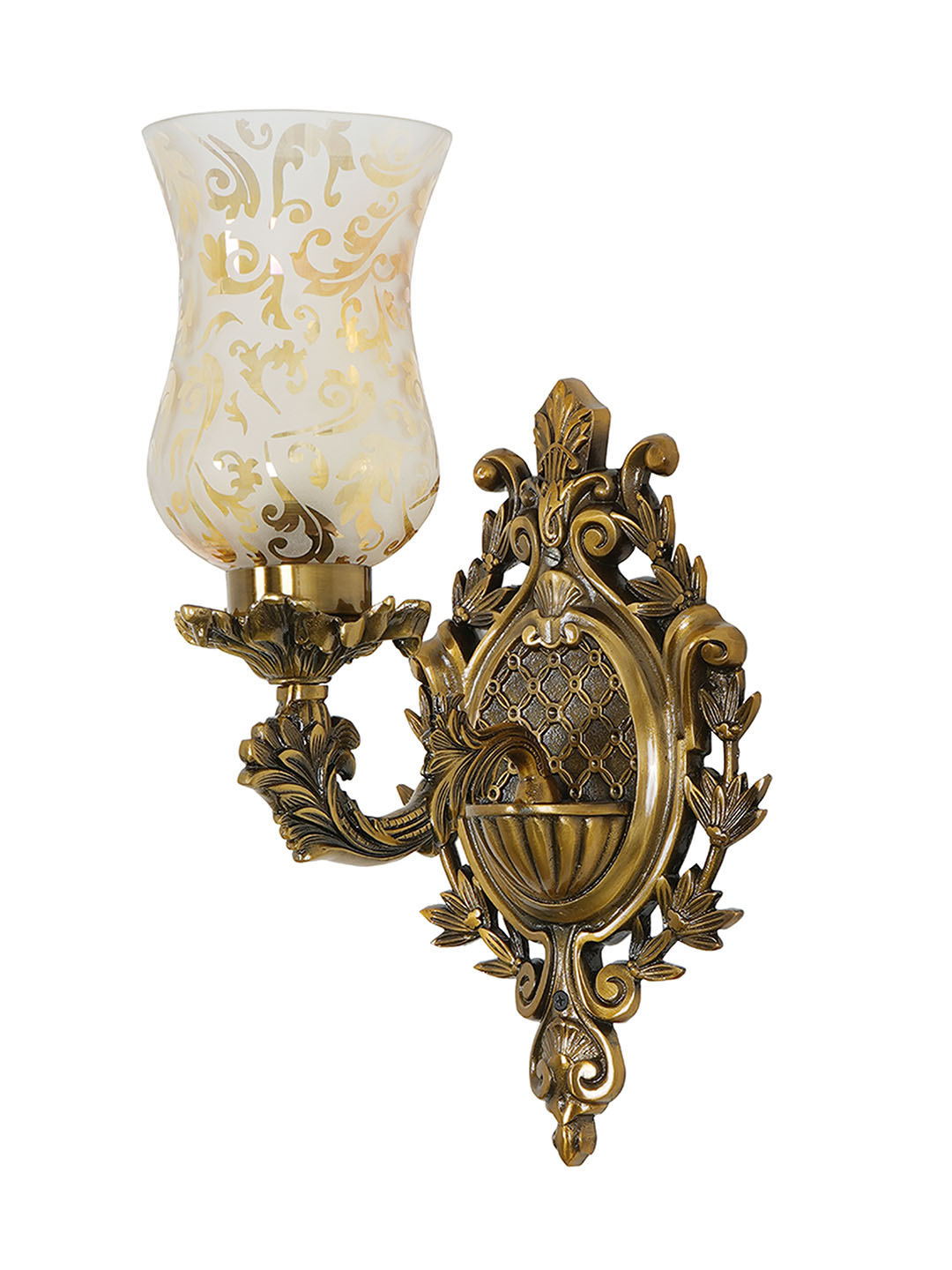 Brass Antique Aluminium Glass 1-Light Wall Sconce – 39.4 cm