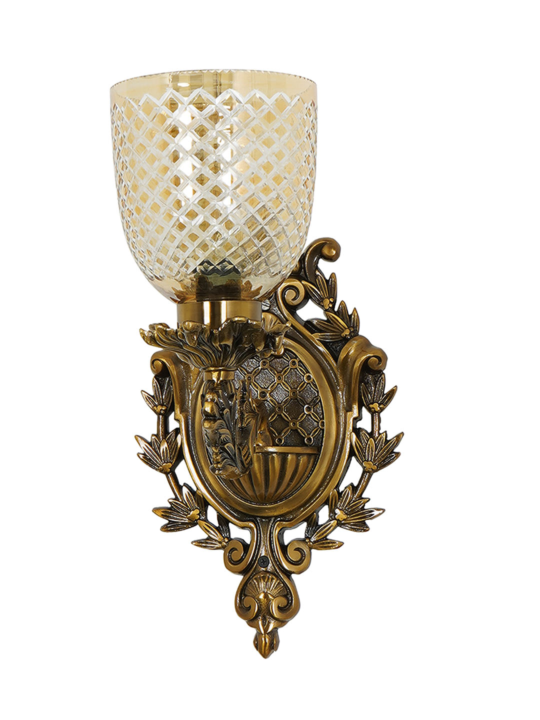 Brass Antique Glass Aluminium 1-Light Wall Sconce – 39.4 cm