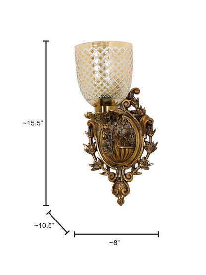 Brass Antique Glass Aluminium 1-Light Wall Sconce – 39.4 cm