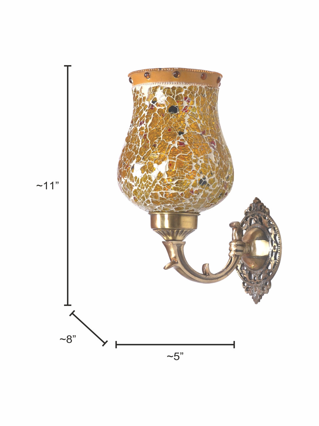 Brass Antique Glass Brass 1-Light Wall Sconce – 27.9 cm