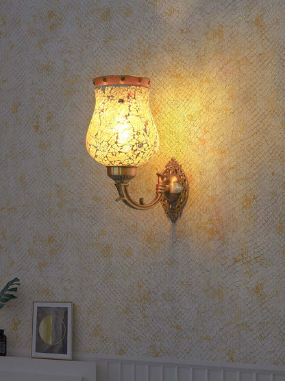 Brass Antique Glass Brass 1-Light Wall Sconce – 27.9 cm