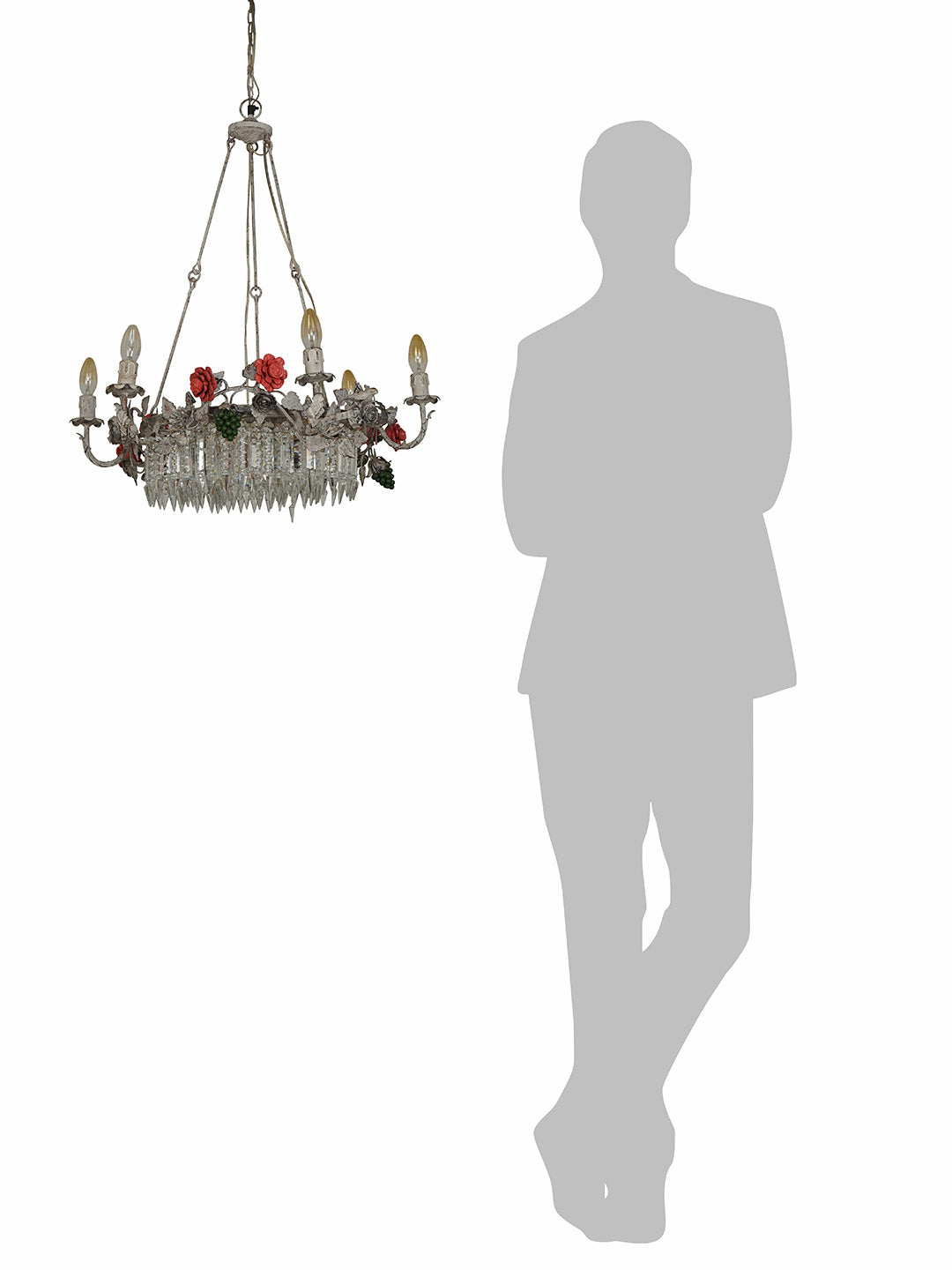 Distressed White Mild Steel 6-Light Chandelier – 68.6 cm