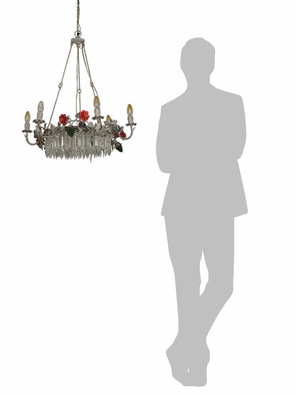 Distressed White Mild Steel 6-Light Chandelier – 68.6 cm