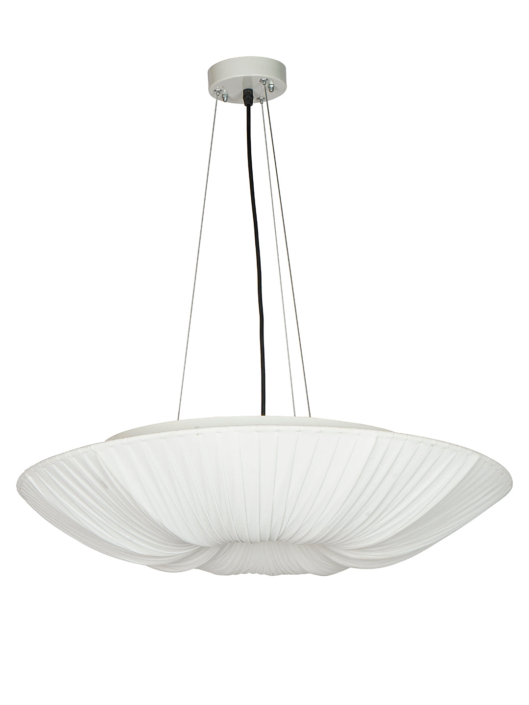 White Fabric 5-Light Saucer Pendant Light – 61 cm