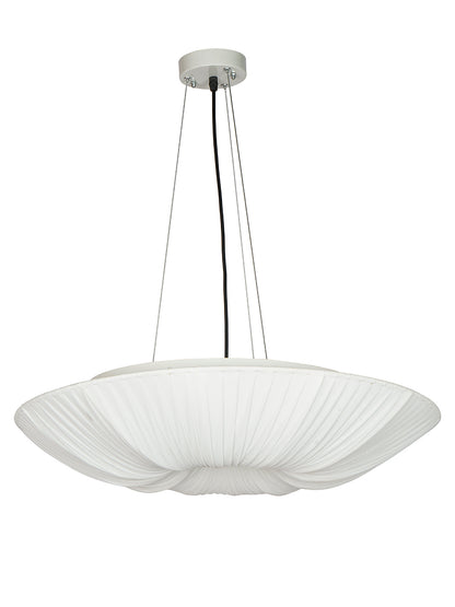 White Fabric 5-Light Saucer Pendant Light – 61 cm