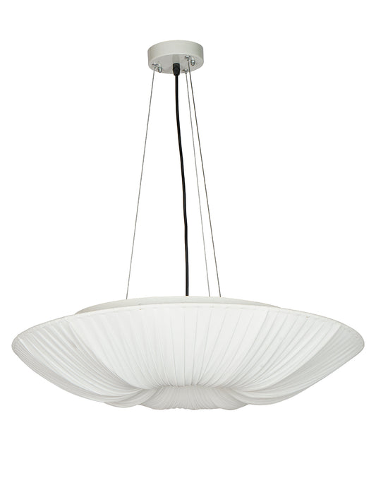 White Fabric 5-Light Saucer Pendant Light – 61 cm