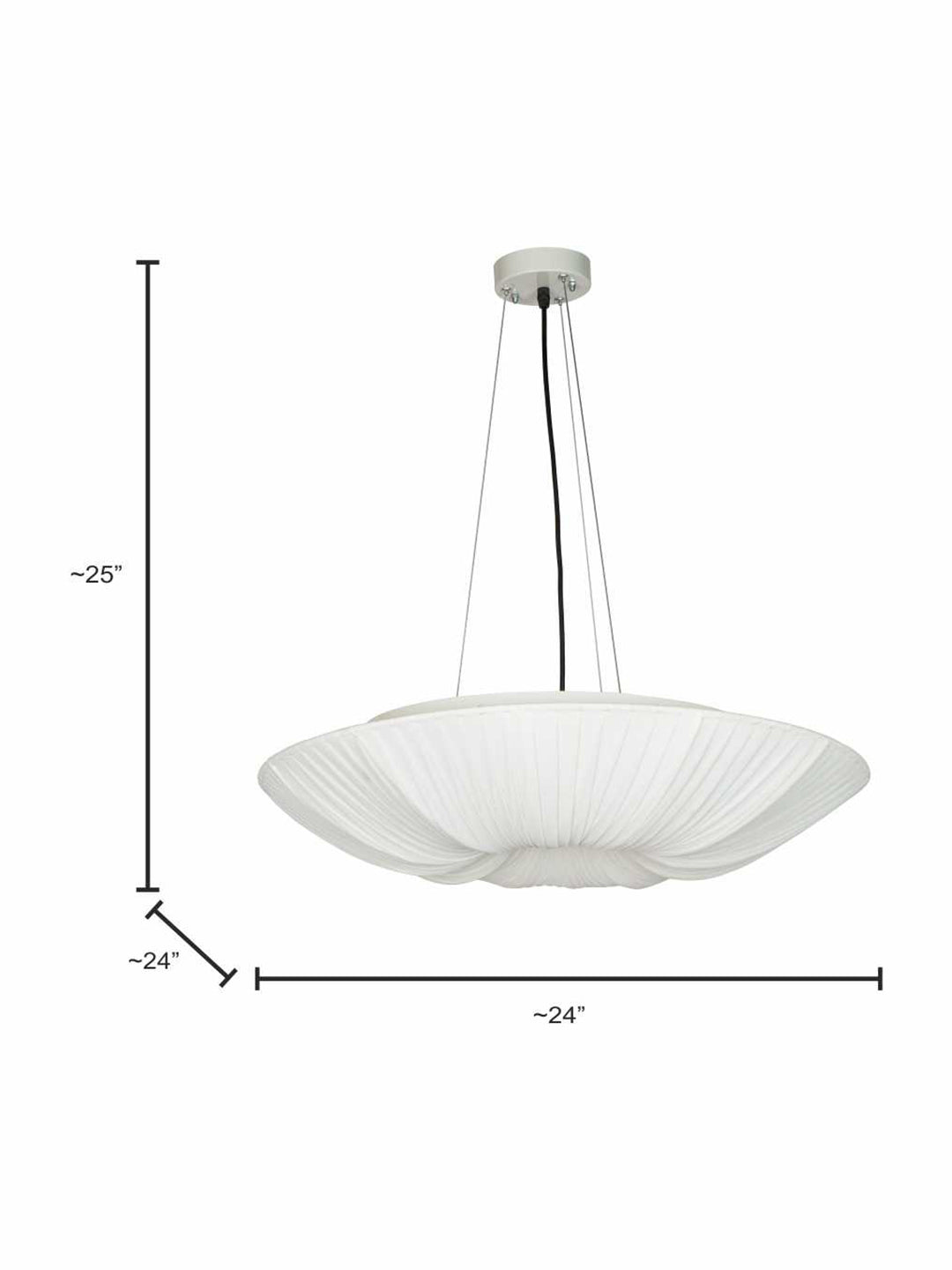 White Fabric 5-Light Saucer Pendant Light – 61 cm
