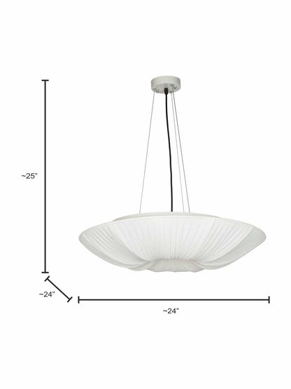 White Fabric 5-Light Saucer Pendant Light – 61 cm