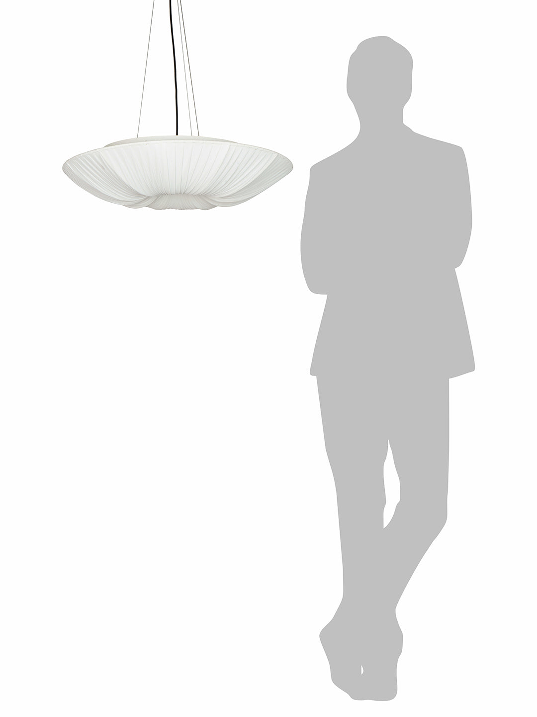 White Fabric 5-Light Saucer Pendant Light – 61 cm