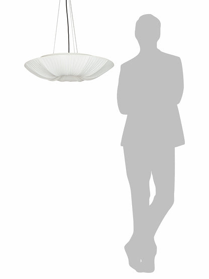 White Fabric 5-Light Saucer Pendant Light – 61 cm