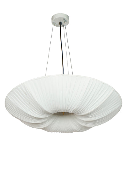 White Fabric 5-Light Saucer Pendant Light – 61 cm