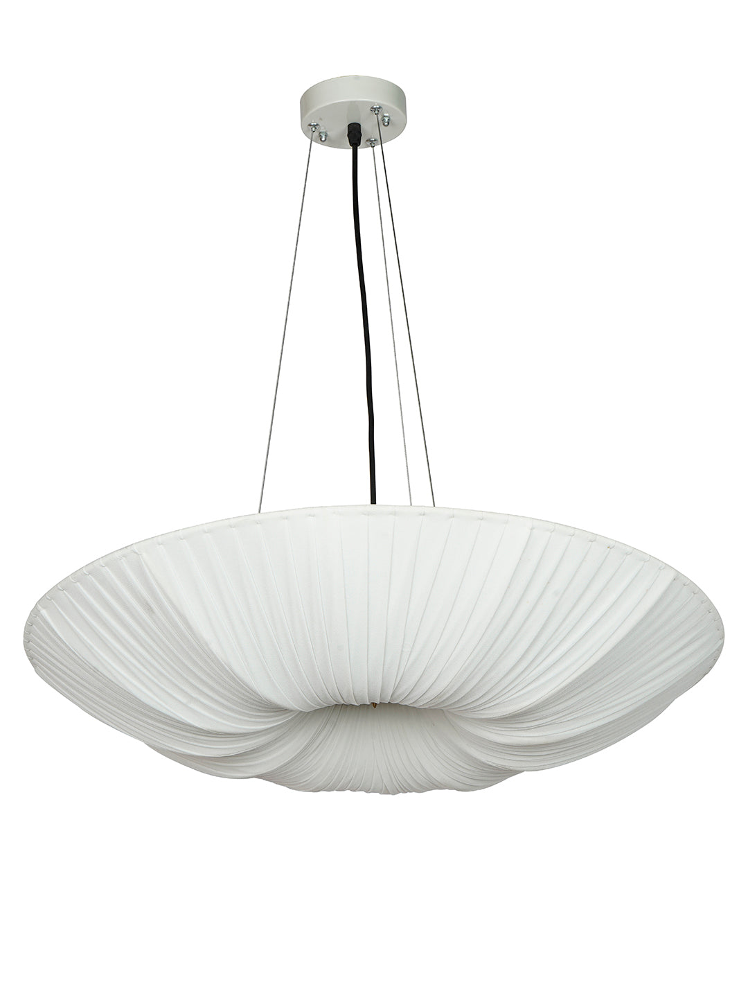 White Fabric 5-Light Saucer Pendant Light – 61 cm