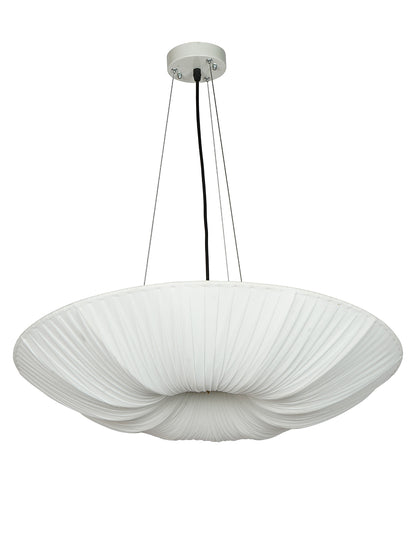 White Fabric 5-Light Saucer Pendant Light – 61 cm