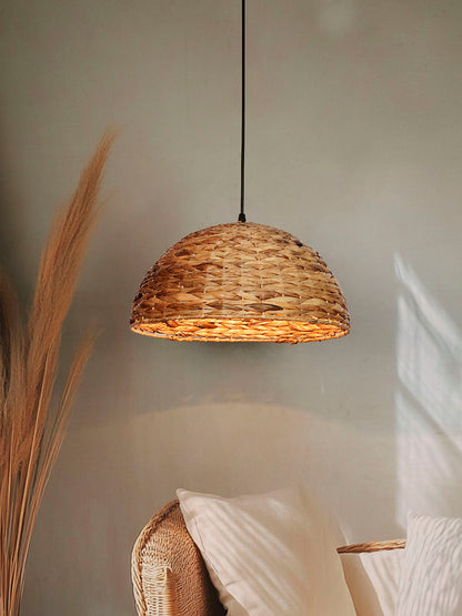 Rustic Natural Sea Grass Woven 1-Light Pendant – 38.1 cm