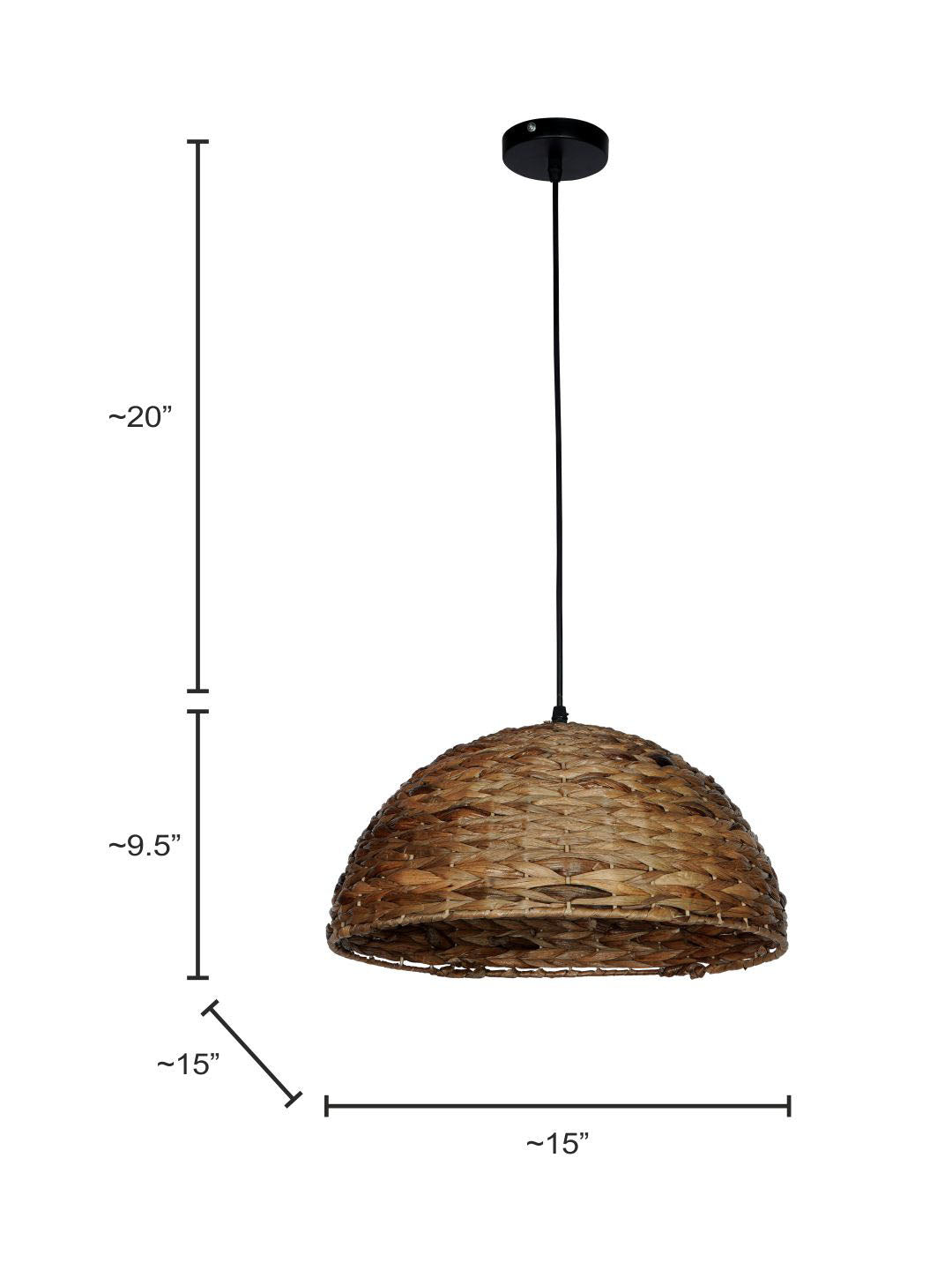 Rustic Natural Sea Grass Woven 1-Light Pendant – 38.1 cm