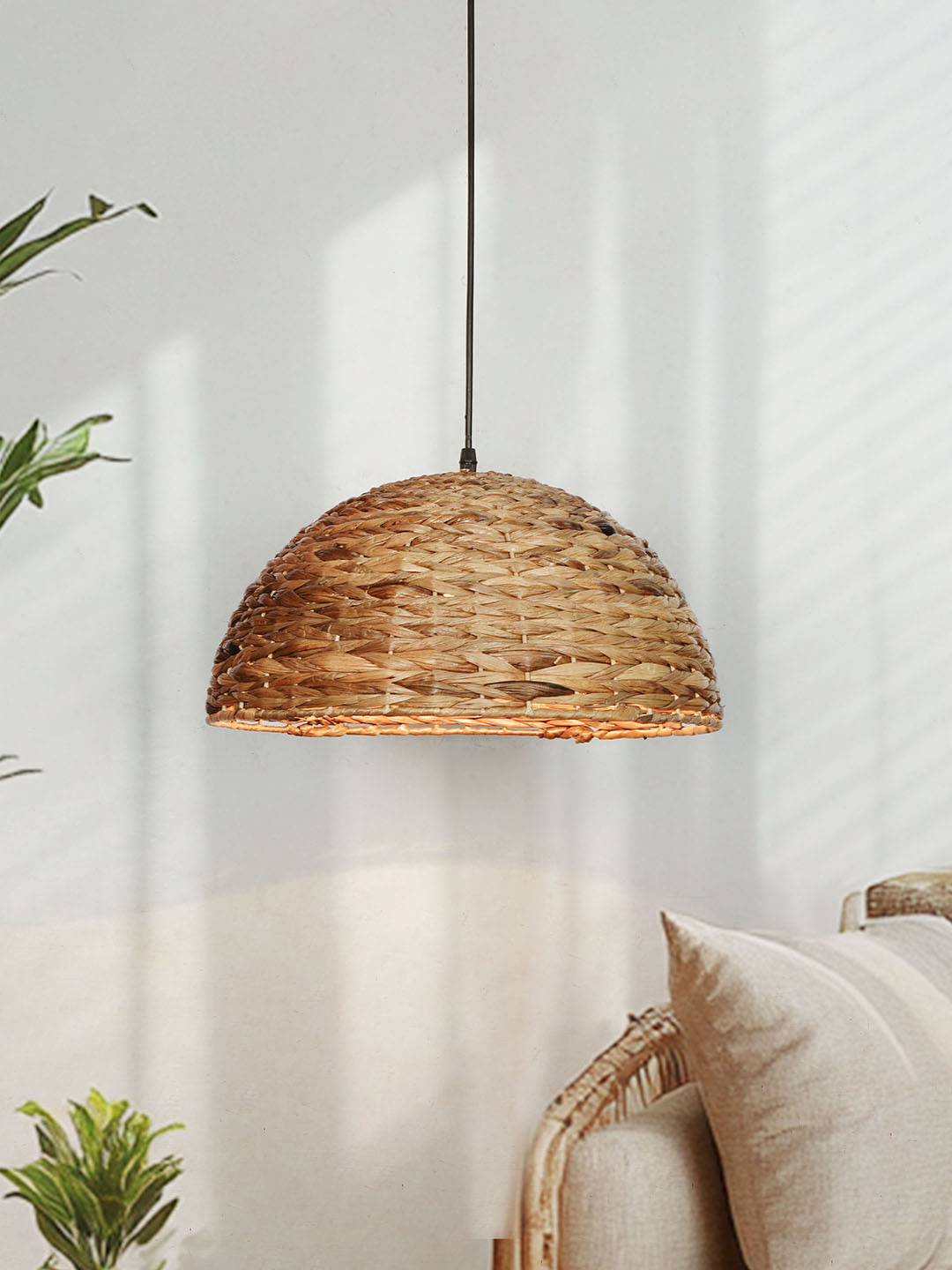 Rustic Natural Sea Grass Woven 1-Light Pendant – 38.1 cm