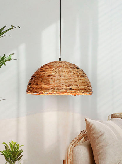 Rustic Natural Sea Grass Woven 1-Light Pendant – 38.1 cm