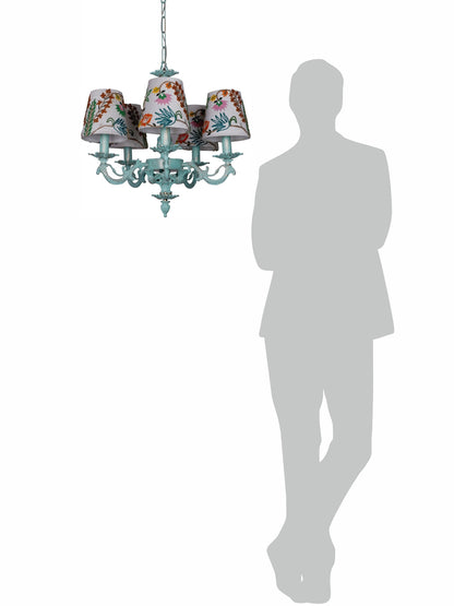 Distressed Green Aluminium 5-Light Chandelier – 55.9 cm