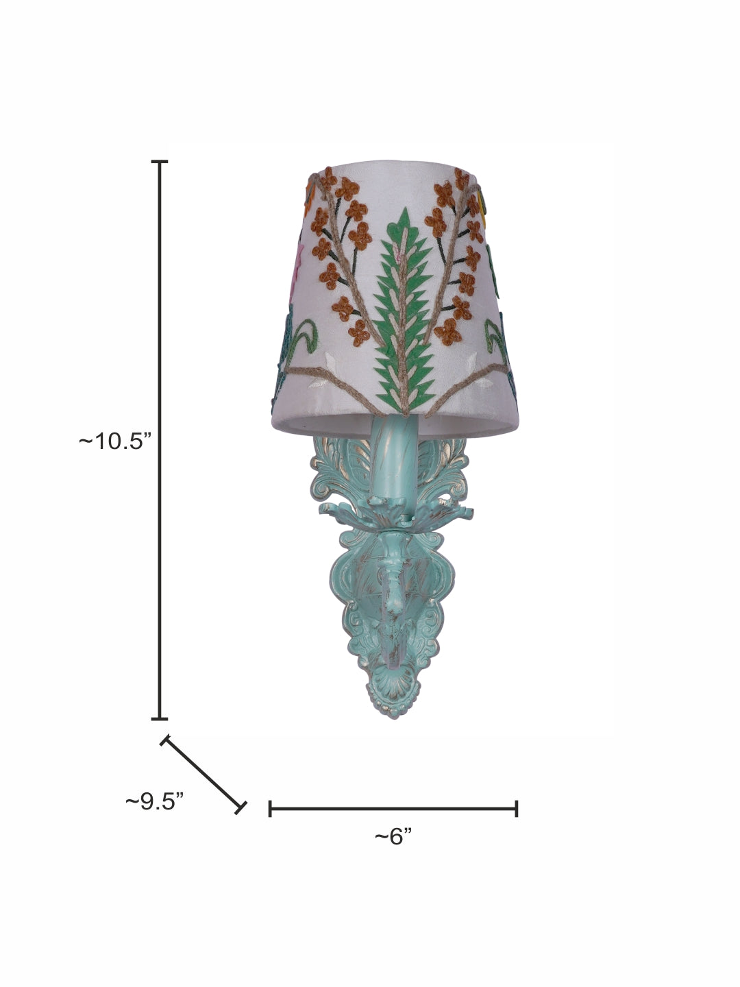 Distressed Green Fabric Aluminium 1-Light Wall Sconce – 27.2 cm