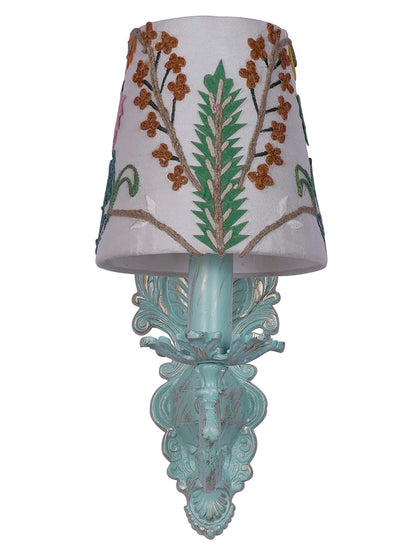 Distressed Green Fabric Aluminium 1-Light Wall Sconce – 27.2 cm